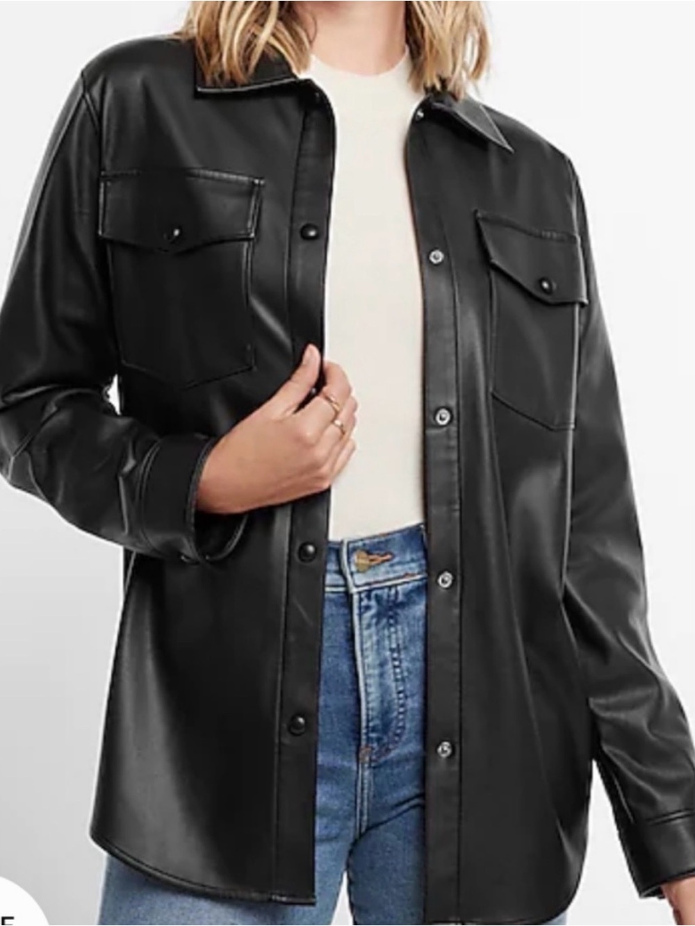 Faux leather Shirt Jacket